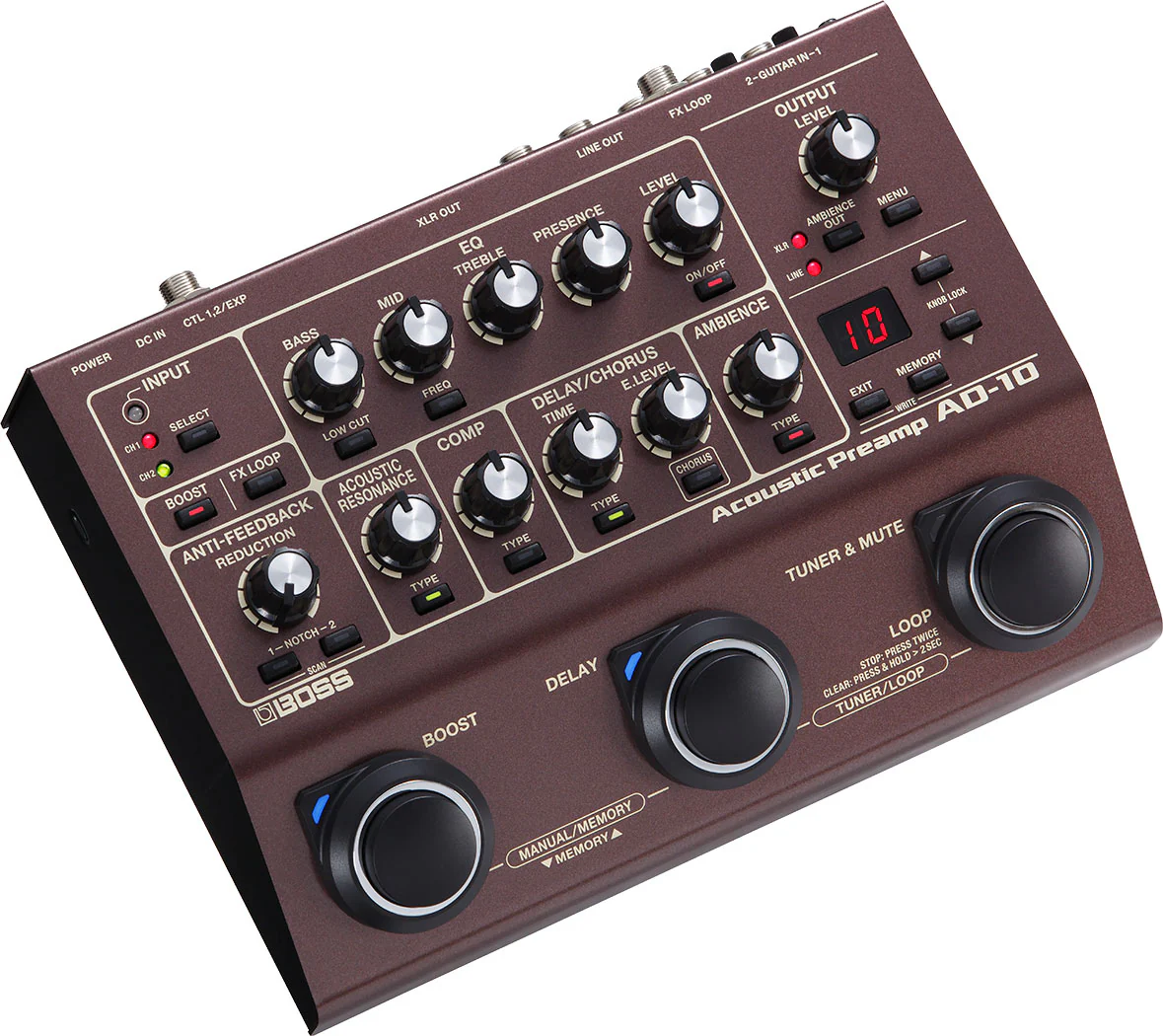 BOSS AD-10 Acoustic Preamp & Multi Effects Pedal - Image 3