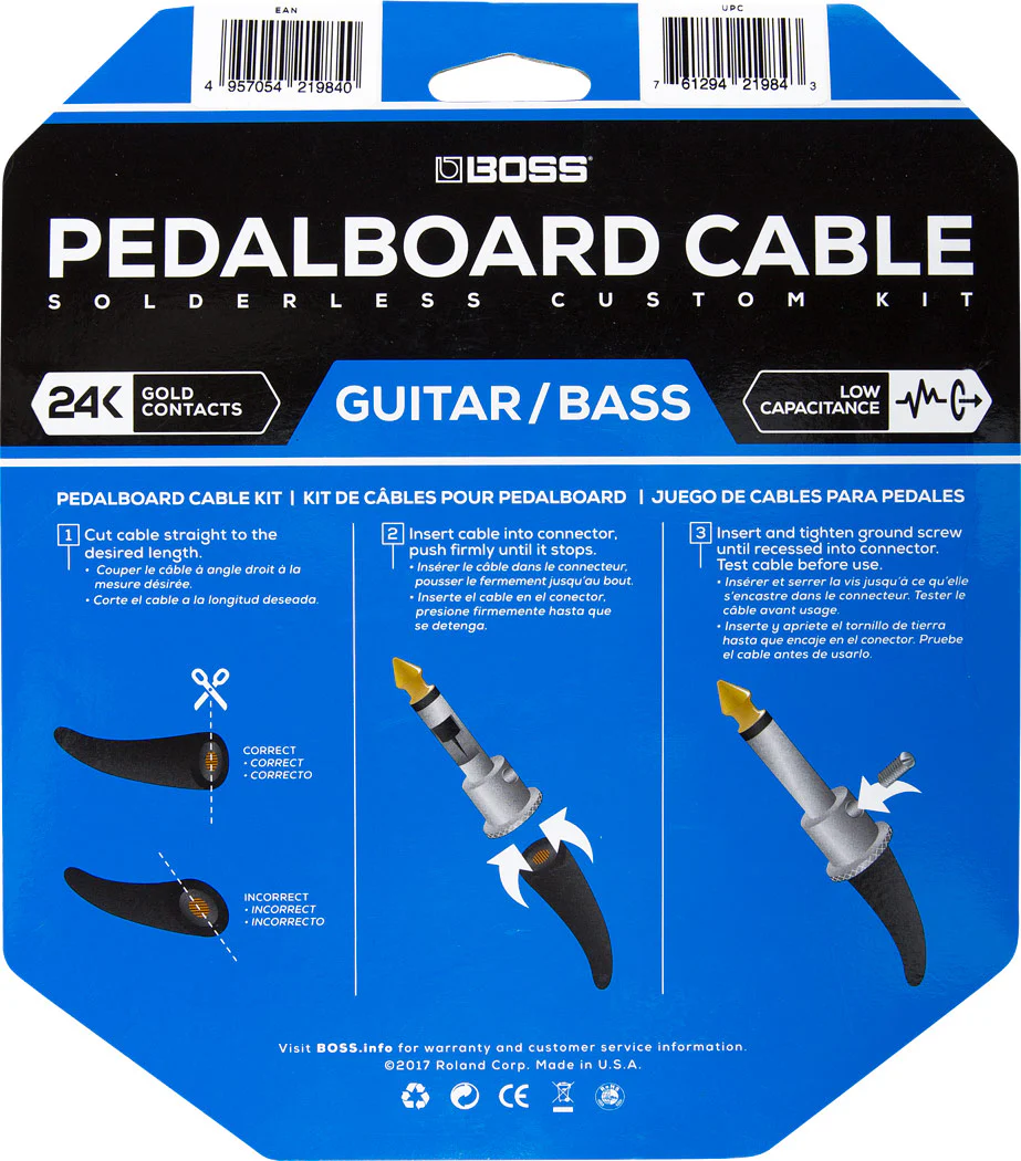 BOSS BCK-12 Pedal Board Cable Kit, 12 Connectors , 12ft/3.6m Cable - Image 3
