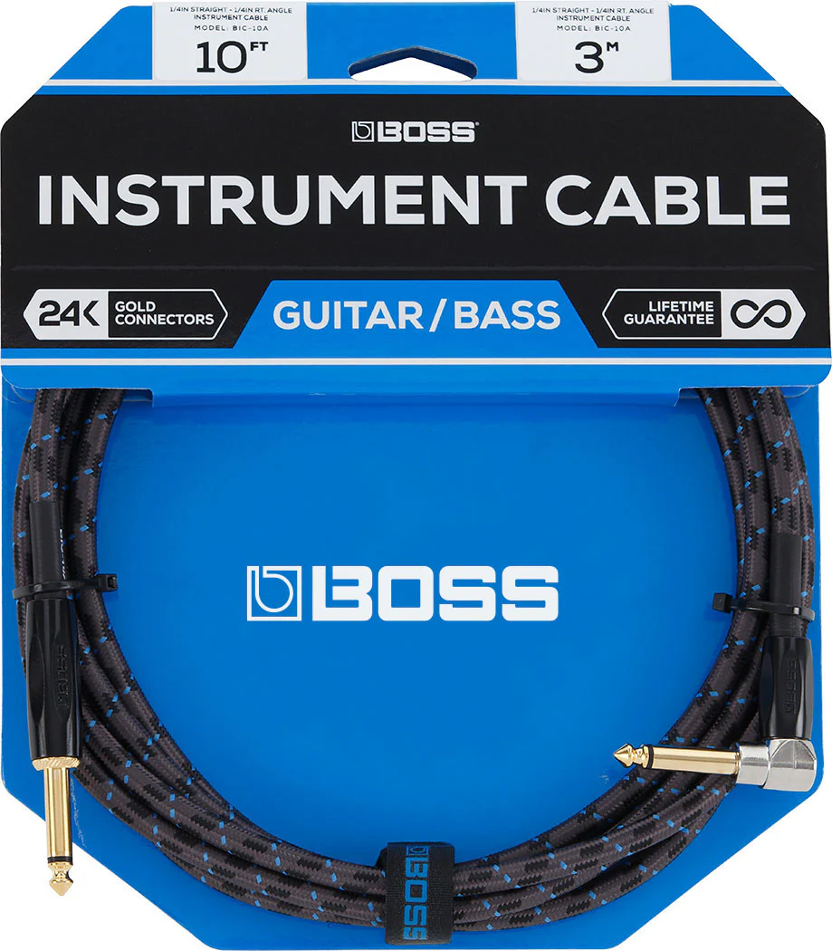 BOSS BIC-10A Instrument Cable, 10ft/3m, Angled/Straight 1/4" Jack - Image 3