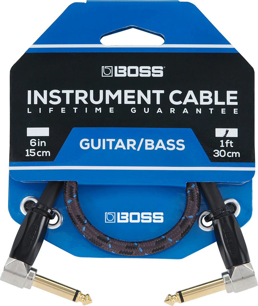 BOSS BIC-1AA Instrument Cable, 1ft/30cm, Angled/Angled 1/4" Jack - Image 3