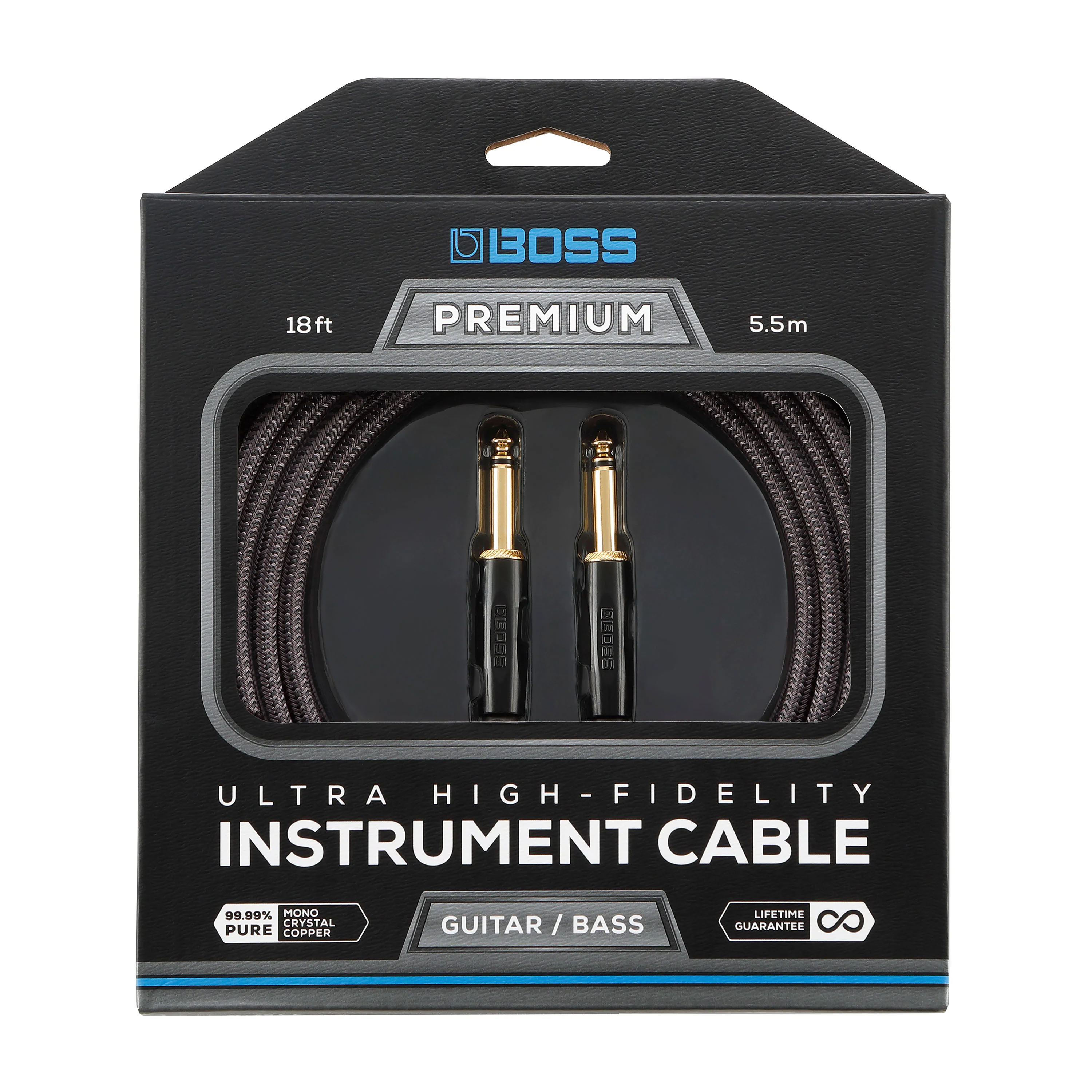 Boss BIC-P18 Premium Standard Instrument Cable, 18ft/5.5m, with 2 Straight Jacks - Image 2