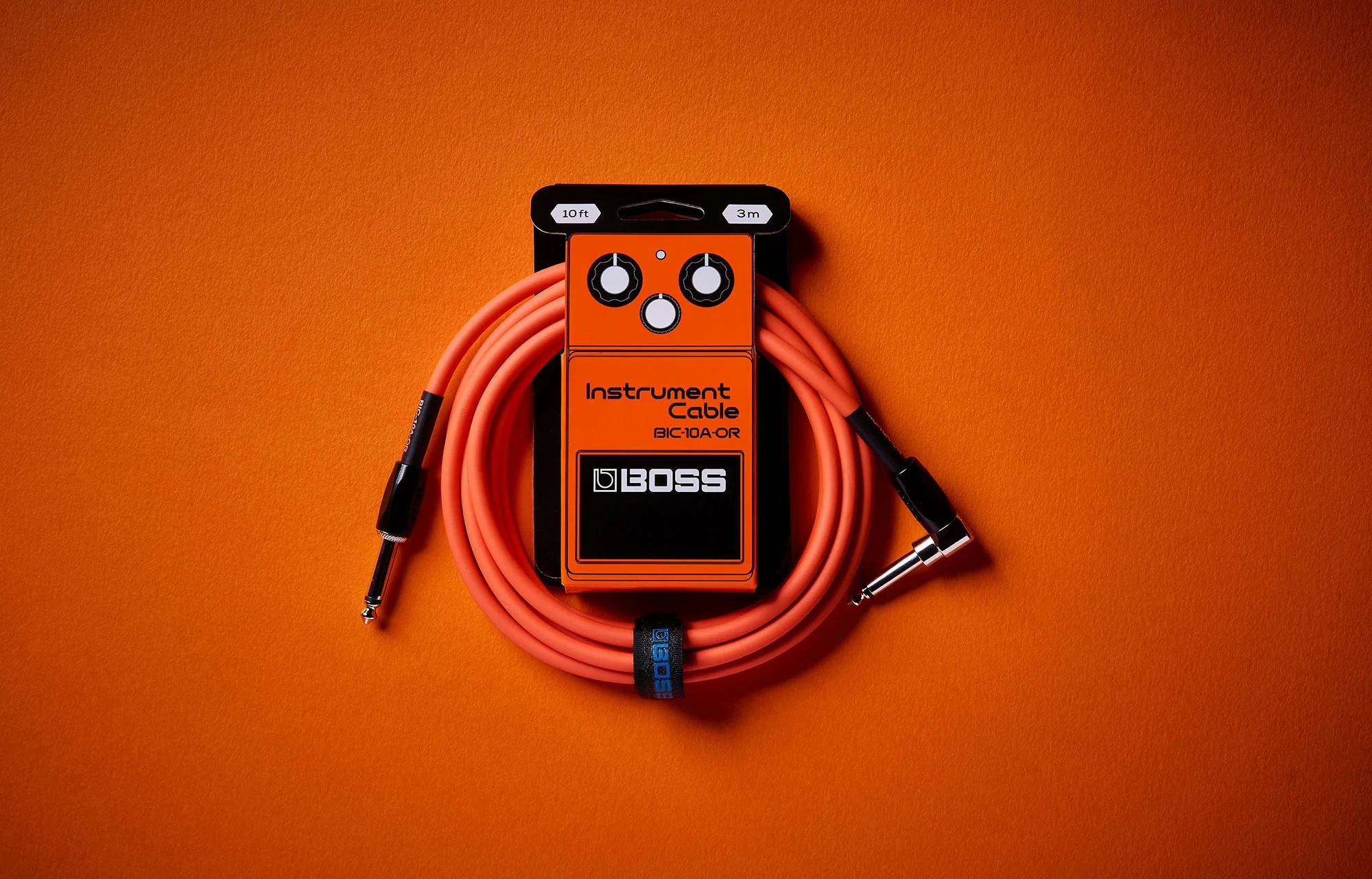 Boss BIC-10A-OR Instrument Cable, 10ft/3m, Angled/Straight 1/4" Jack, Orange - Image 5