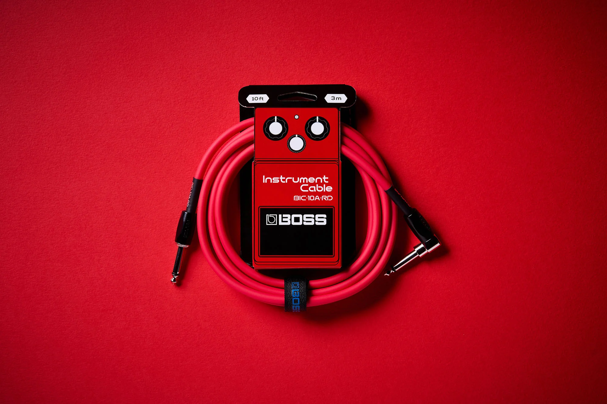 Boss BIC-10A-RD Instrument Cable, 10ft/3m, Angled/Straight 1/4" Jack, Red - Image 5