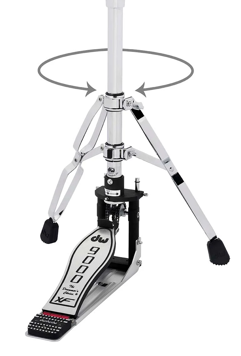 DW Drums 9000 Series XF Extended Footboard 2-Leg Hi-Hat Stand, Chrome - Image 6