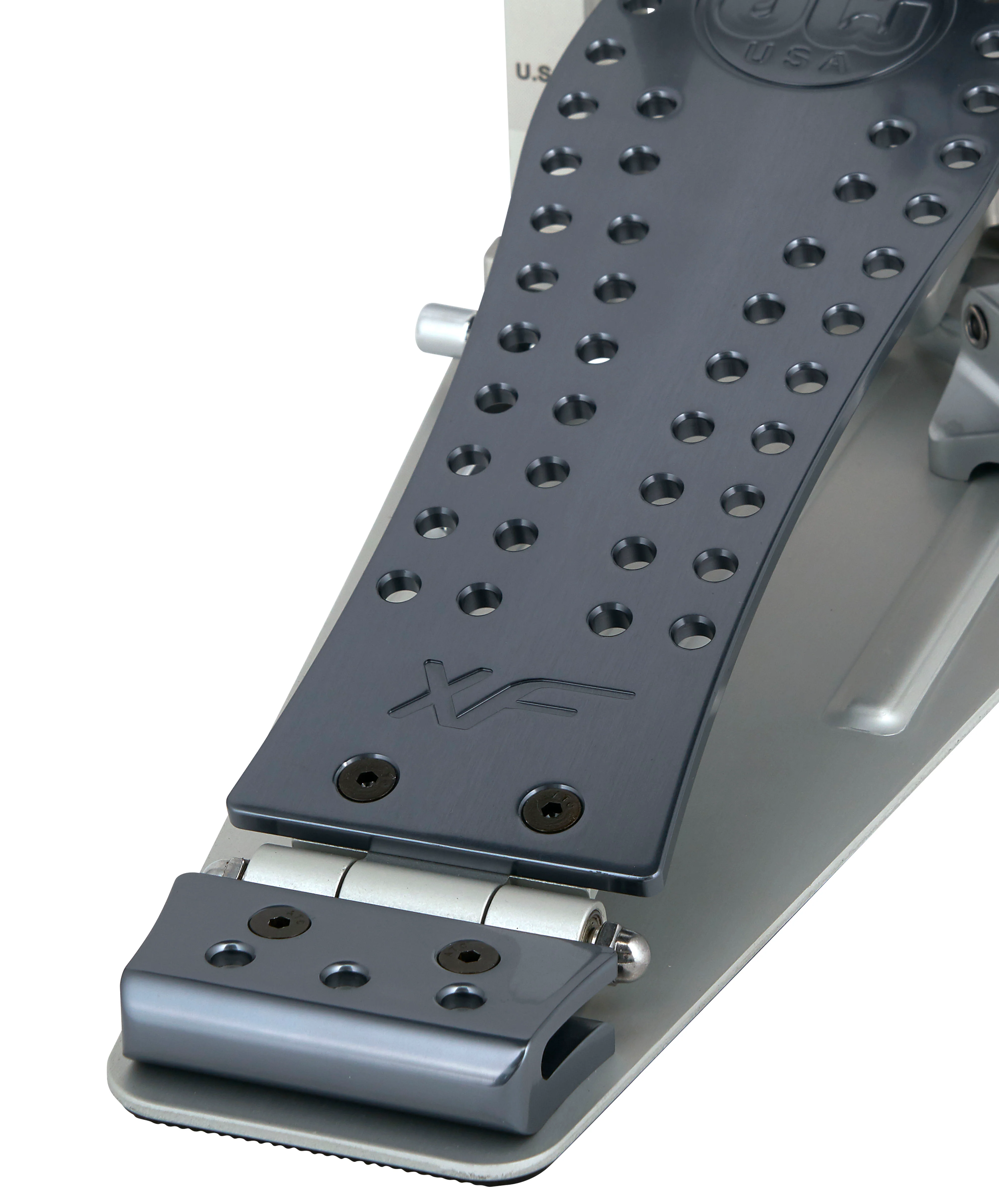DW Drums MFG Series Machined Chain Drive Double Bass Drum Pedal with Extended Footboard, Polished Aluminum - Image 3