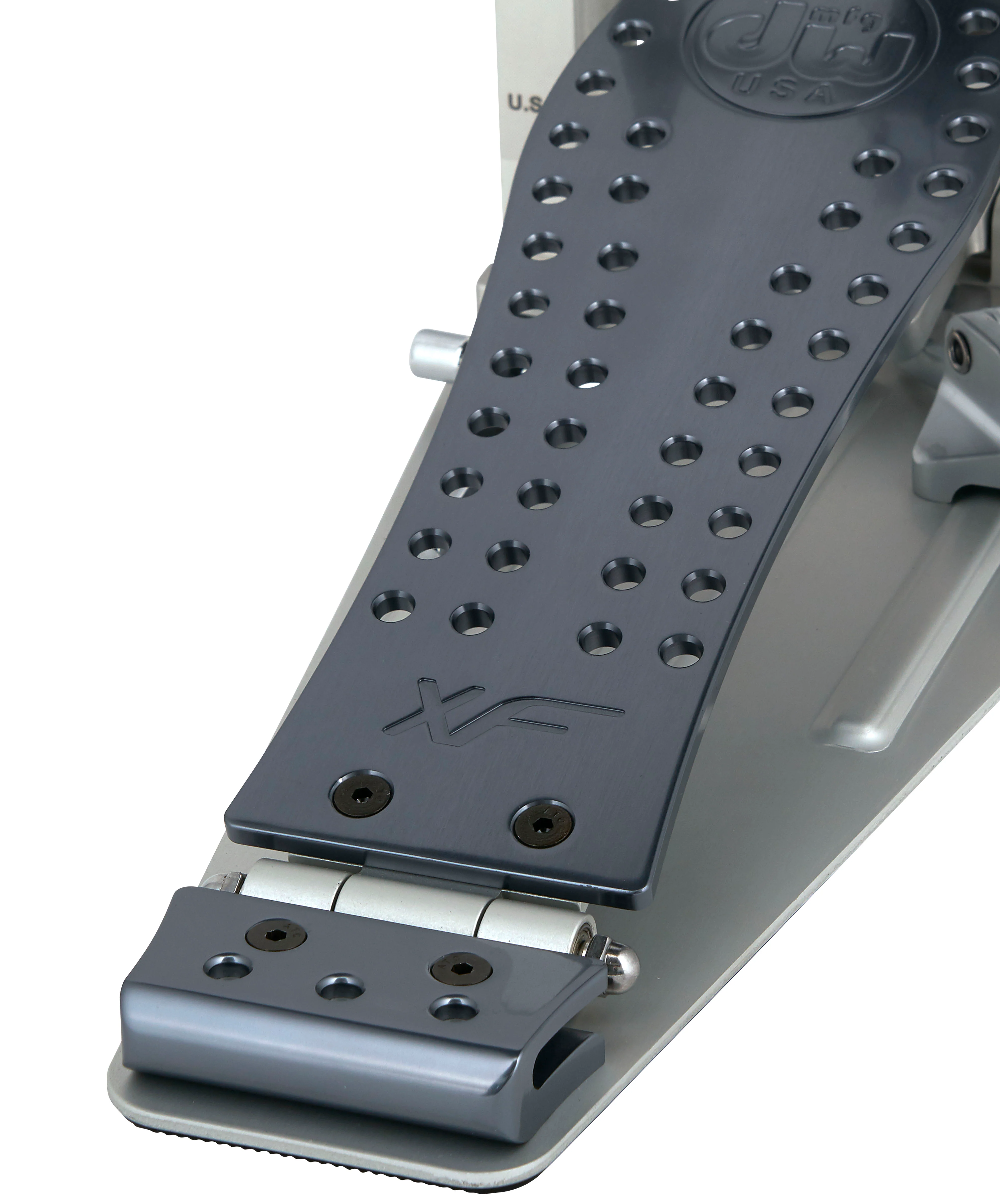 DW Drums MFG Series Machined Direct Drive Double Bass Drum Pedal with Extended Footboard, Polished Aluminum - Image 4