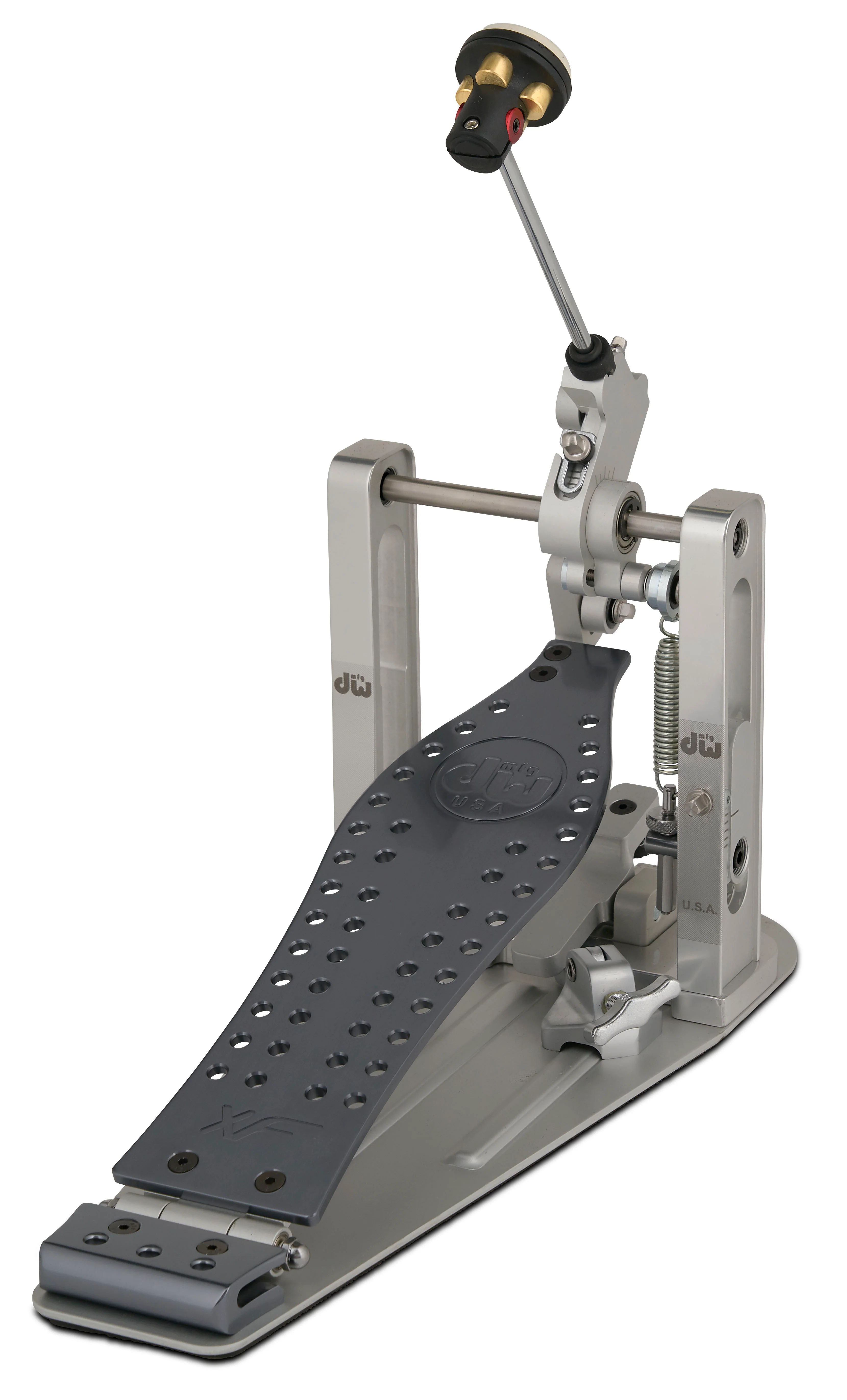 DW Drums MFG Series Machined Direct Drive Single Bass Drum Pedal with Extended Footboard, Polished Aluminum