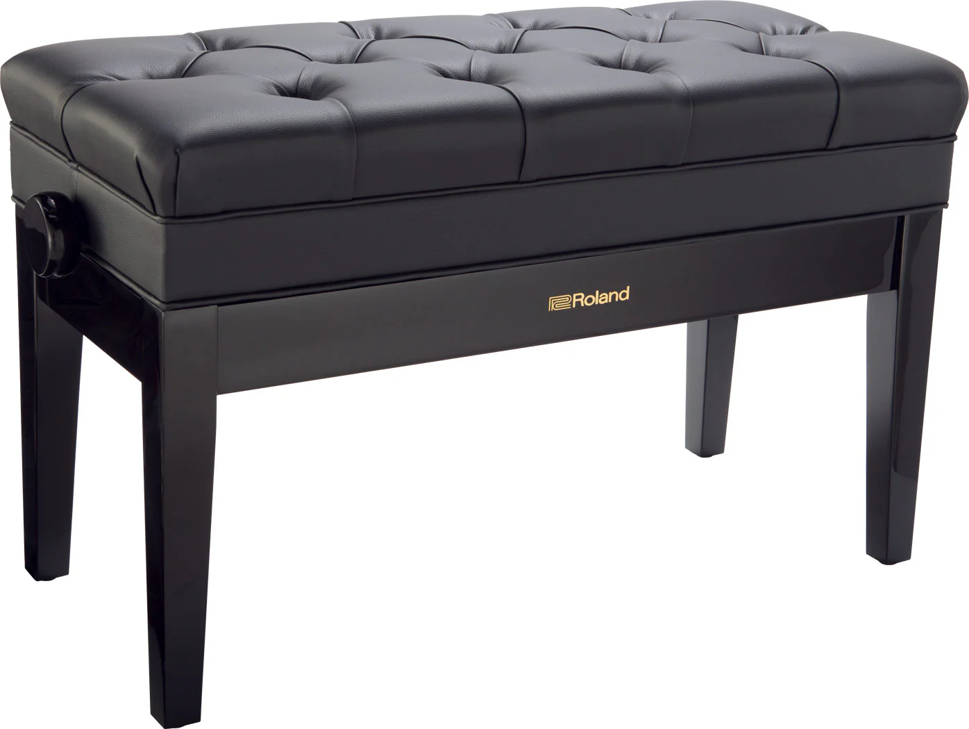 Roland RPB-D500PE Piano Bench, Duet Size, Polished Ebony, Vinyl Seat, Music Compartment